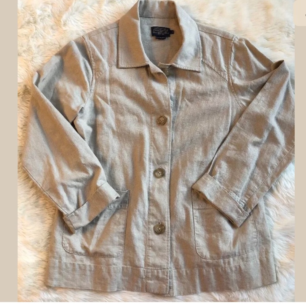 Pendleton linen jacket/ blazer beige khaki small
